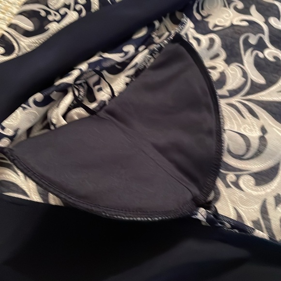 Draper’s & Damon’s 22W Sheer Open Front Topper Jacket Blue White Buroque Design - Picture 14 of 16